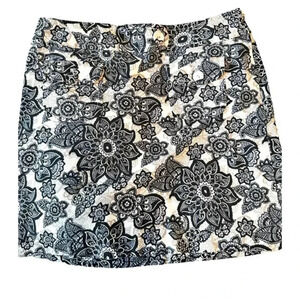 Ann Taylor Loft Womens Floral Print Mid Rise Straight Mini Skirt Black Size 8‎